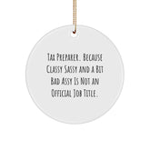 Funny Tax Preparer Gifts from Friends Circle Ornament White Christmas Unique - Image 1